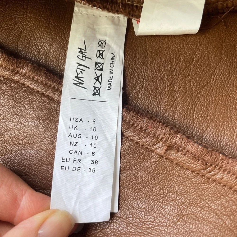 Nasty Gal Motorcycle Jacket 6 Chocolate‎ Brown Teddy Oversized Cropped Faux Fur